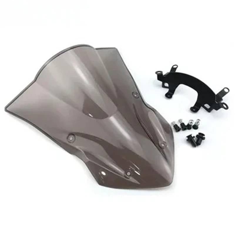 Motorrad Windschild Für Kawasaki Für Z900 2017-2019 Windschutzscheibe Windschutz Teile Motorrad Double Bubble Bildschirm Zubehör Motorrad Windabweiser Spoiler(Smoke) von TWMEU