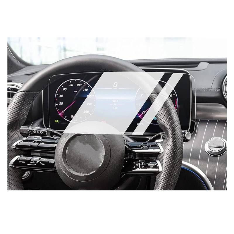 Navigation Displayschutzfolie Für Benz Für C-Klasse Für C250 2022 2023 Gehärtetes Glas Displayschutzfolie 11,9-Zoll-Touchscreen Und Instrument Gehärtetes Glas Displayschutzfolie(for Instrument) von TWMEU