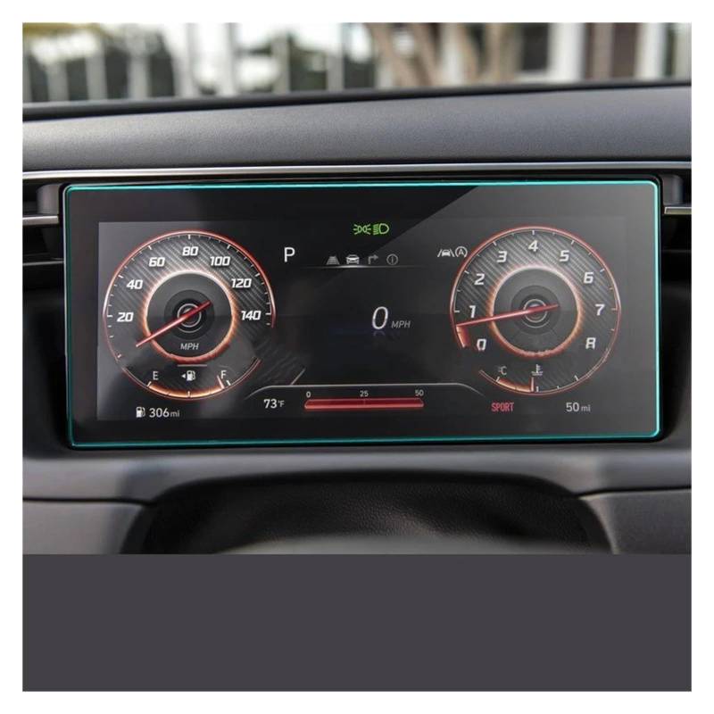 Navigation Displayschutzfolie Für Hyundai Für Tucson Für Highlander 2021 Auto GPS Navigation Gehärtetem Glas 10,25 Zoll Dashboard LCD Screen Schutz Film Gehärtetes Glas Displayschutzfolie(For instrume von TWMEU