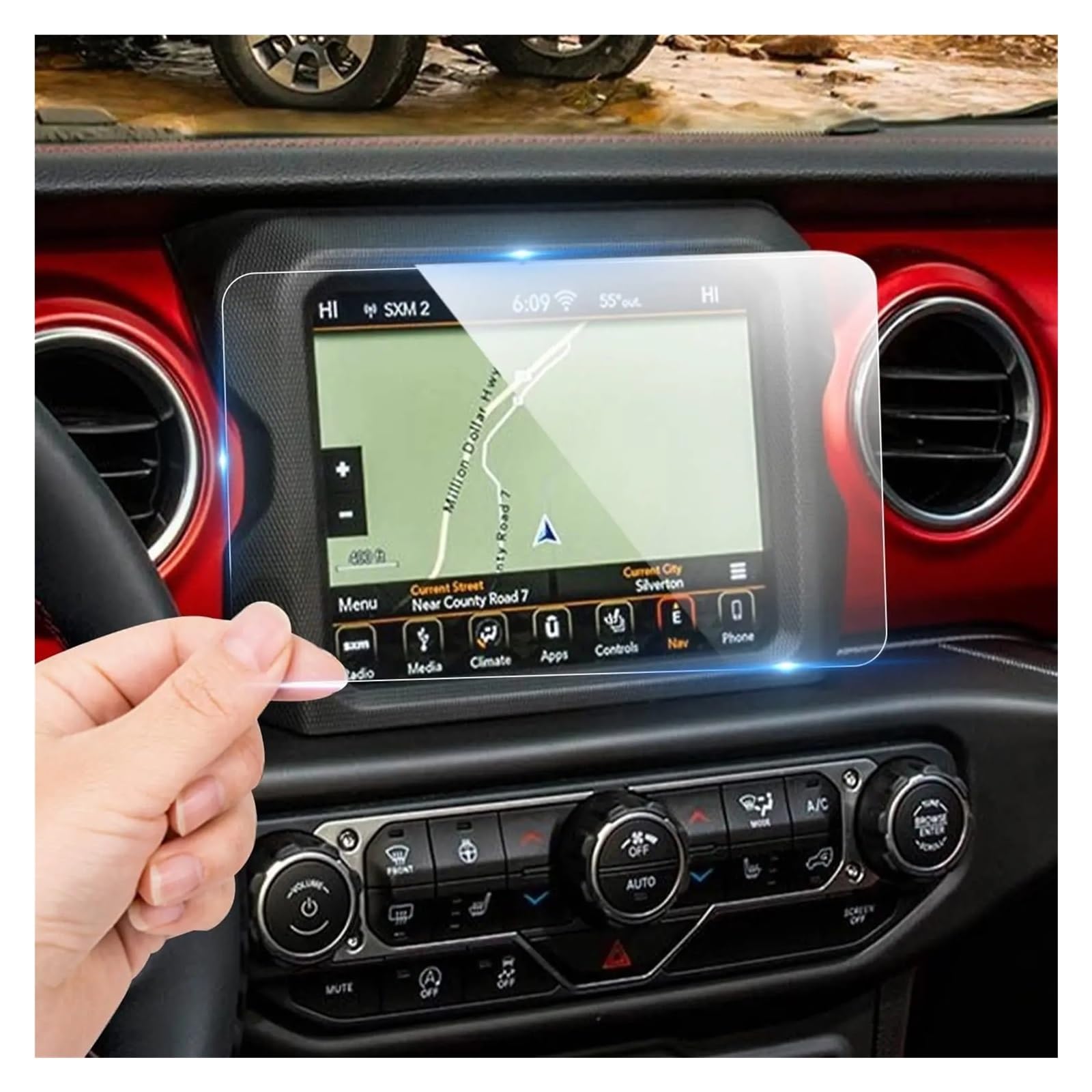 Navigation Displayschutzfolie Für Jeep Für Wrangler JL Für Gladiator JT 2018-2023 8,4 Zoll Navigation Gehärtetem Glas Touch Screen Schutz Film Gehärtetes Glas Displayschutzfolie von TWMEU