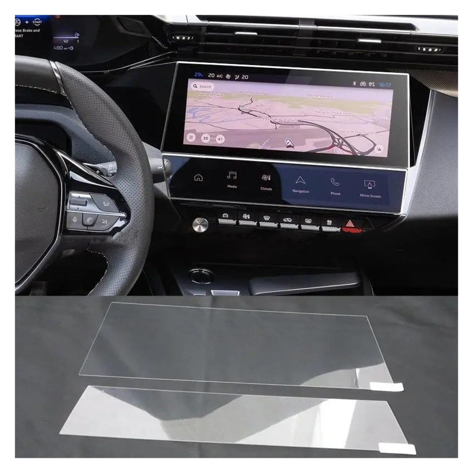 Navigation Displayschutzfolie Für Peugeot 308 408 Für GT Für Hybrid 2023 Gehärtetes Glas Screen Protector 10 Zoll Auto GPS Navigation LCD Bildschirm Anti-scratch-Film Gehärtetes Glas Displayschutzfoli von TWMEU