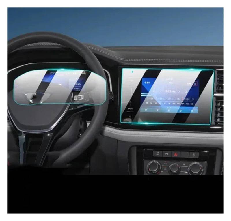 Navigation Displayschutzfolie Für VW Für Jetta 2023 Auto GPS Navigation Center Touch Display Und Dashboard Gehärtetem Glas Screen Protector Film Gehärtetes Glas Displayschutzfolie(Dashboard and GPS) von TWMEU