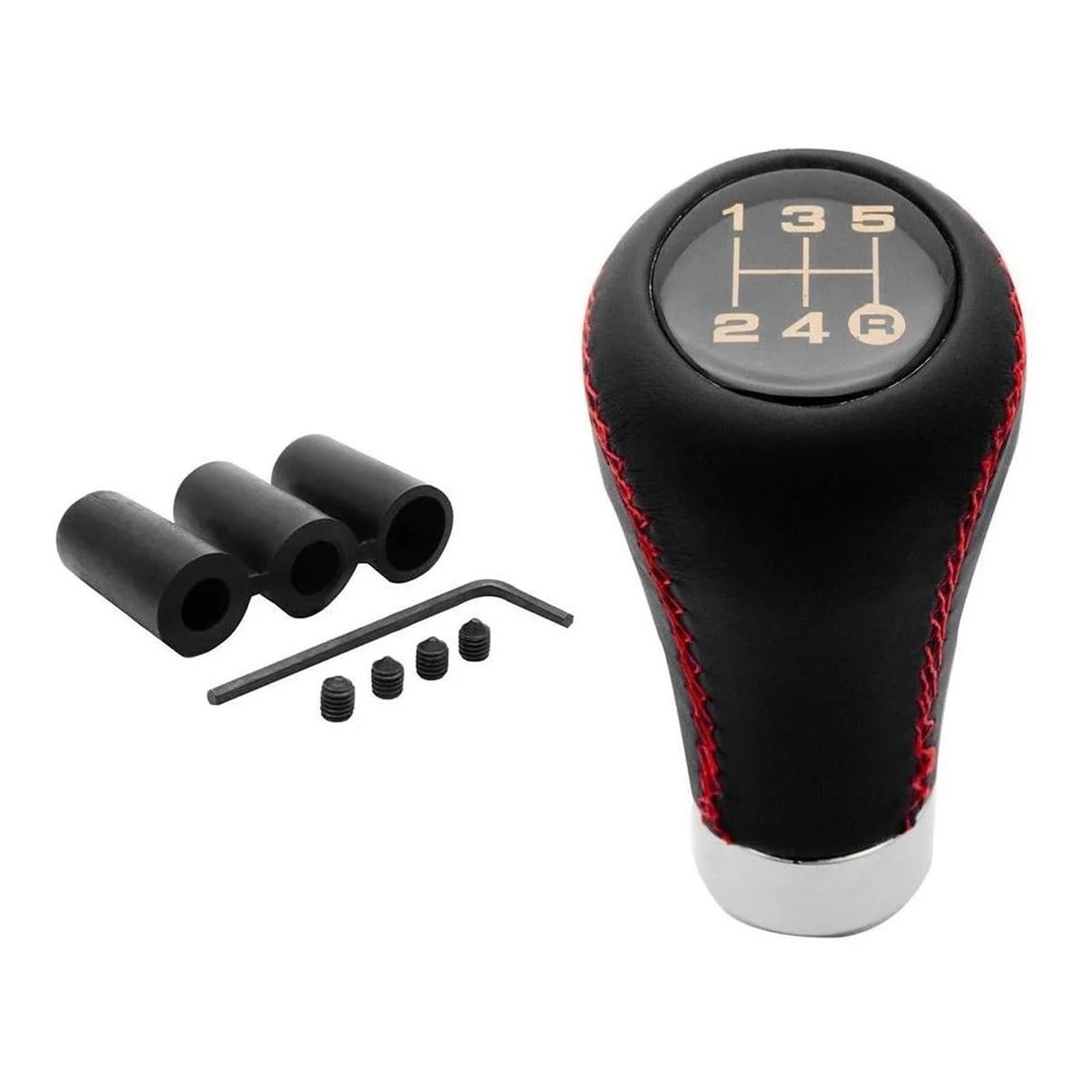 Schaltknauf Knauf Für M8 Für M10 Für M12 Adapter Auto Getriebe Schalthebel Griff Aluminium 5 Geschwindigkeit Manuelle Getriebe Shift Shifter Knob Stick Kopf Mit Schaltknauf Schalthebel Level Stick(Red von TWMEU