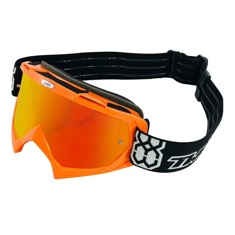 TWO-X Cross-Brille - Motocross-Brille mit verspiegeltem Iridium Glas - Kratzfeste Motorrad-Brille - Enduro & Downhill - Modell Race - Orange von TWO-X