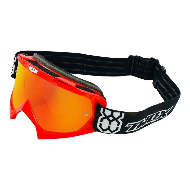 TWO-X Cross-Brille - Motocross-Brille mit verspiegeltem Iridium Glas - Kratzfeste Motorrad-Brille - Enduro & Downhill - Modell Race - Rot von TWO-X