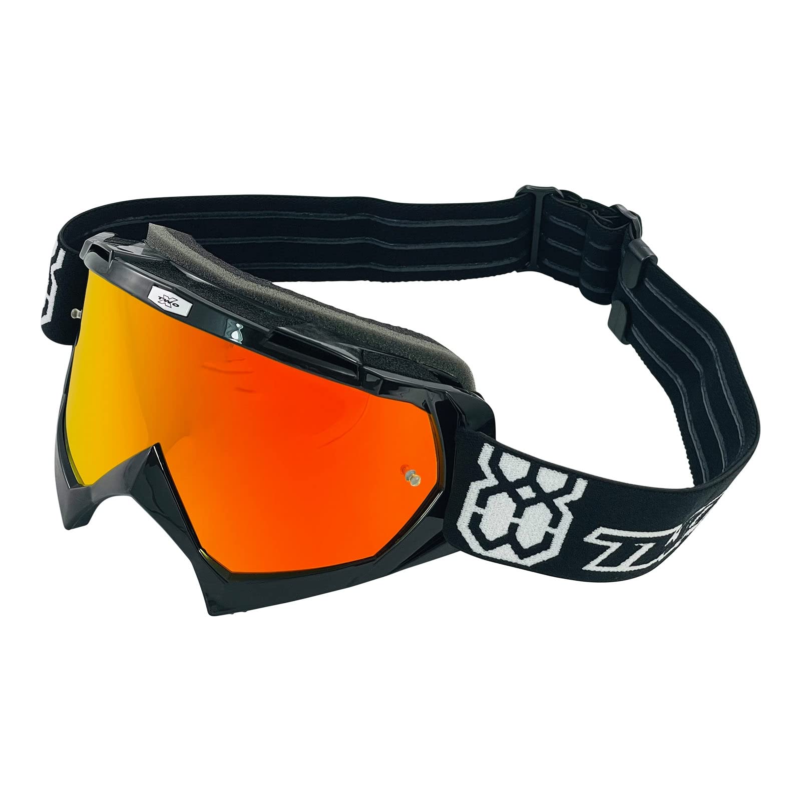 TWO-X Cross-Brille - Motocross-Brille mit verspiegeltem Iridium Glas - Kratzfeste Motorrad-Brille - Enduro & Downhill - Modell Race - Schwarz von TWO-X