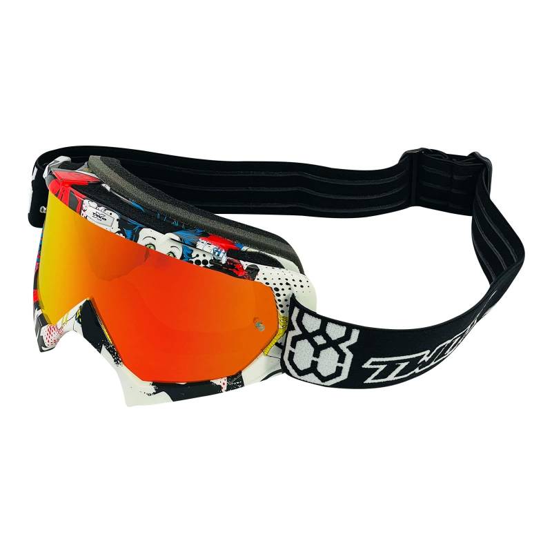 TWO-X Cross-Brille - Motocross-Brille mit verspiegeltem Iridium Glas - Kratzfeste Motorrad-Brille - Enduro & Downhill - Modell Race - Villains-Bunt von TWO-X