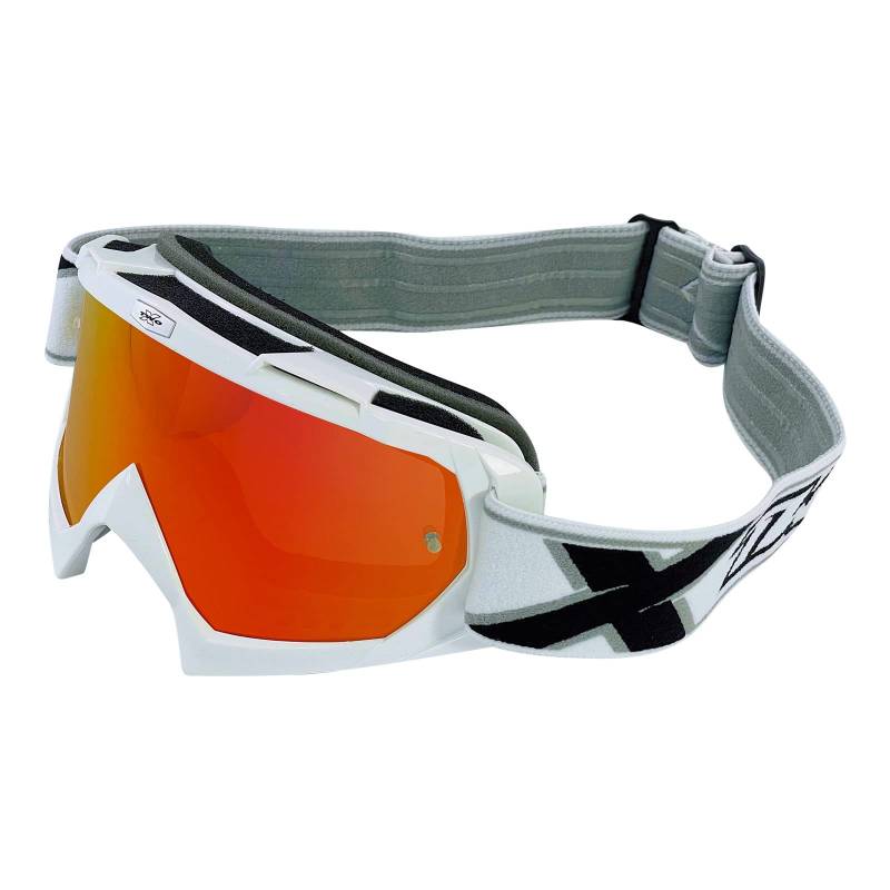 TWO-X Cross-Brille - Motocross-Brille mit verspiegeltem Iridium Glas - Kratzfeste Motorrad-Brille - Enduro & Downhill - Modell Race - Weiß von TWO-X