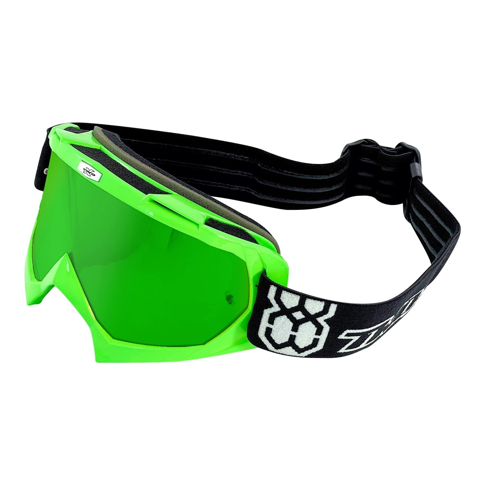 TWO-X Cross-Brille - Motocross-Brille mit verspiegeltem grünen Glas - Kratzfeste Motorrad-Brille - Enduro & Downhill - Modell Race - Grün von TWO-X