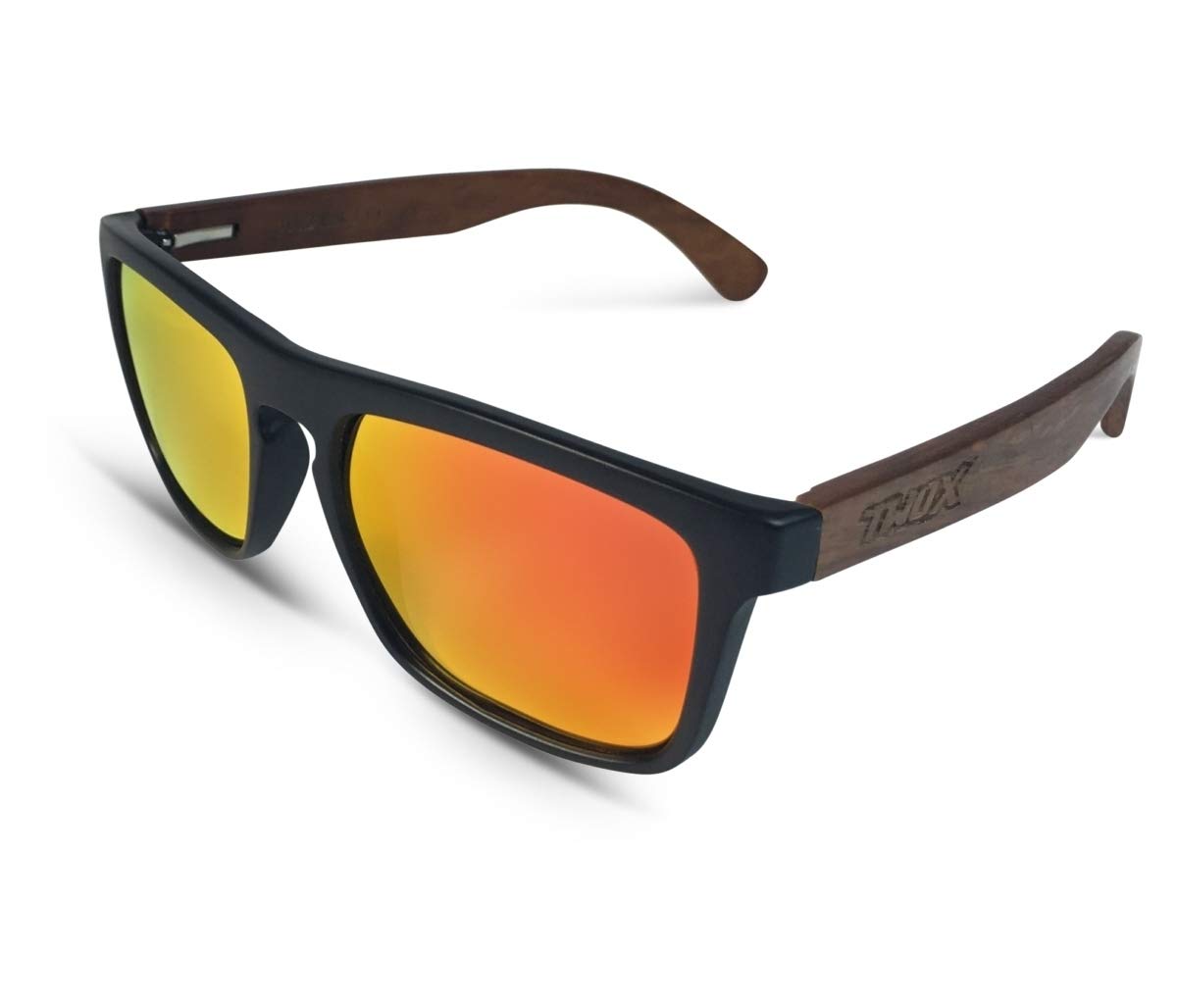 TWO-X Sonnenbrille Wood schwarz orange WF mit Walnuss Look Holz Bügeln Herren und Damen verspiegelt Polarisiert von TWO-X