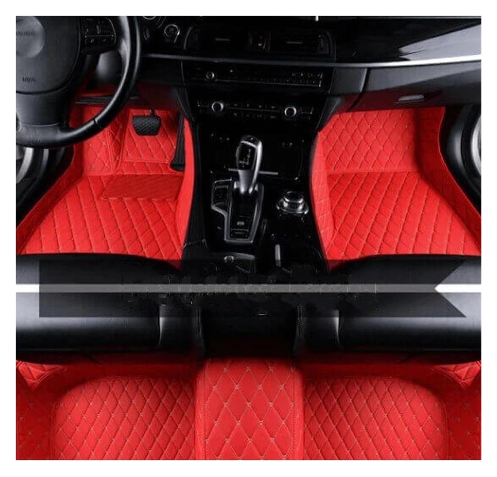 Fußmatten Auto-Fußmatten-Boden Für Citroen Für C4 Für Cactus 2014~2020 wasserdichte Leder-Automatte Komplettset Auto-Automatte Autozubehör Antirutschmatte Auto(Rot) von TWOMEM