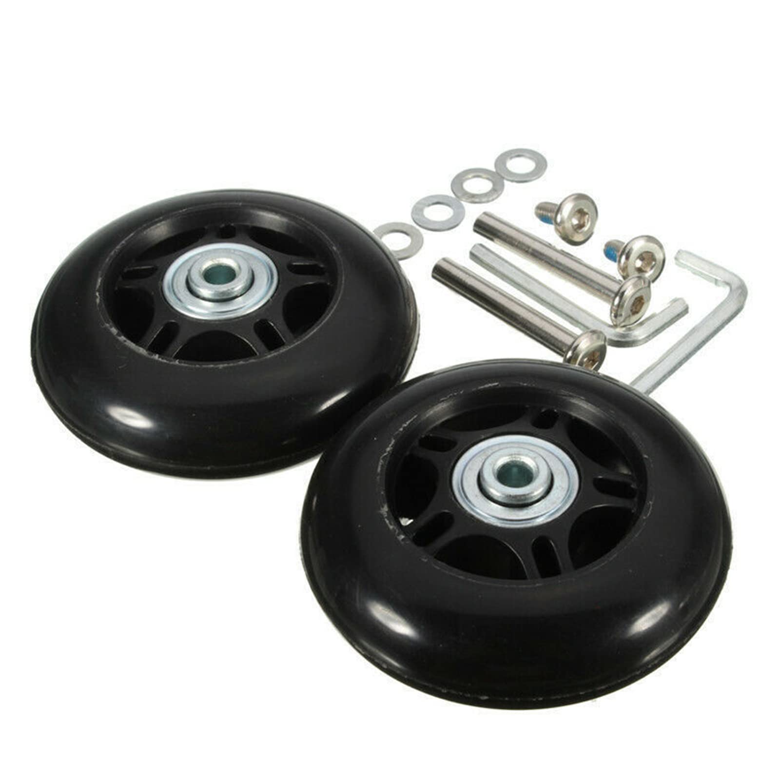 KUEZCVYA Kofferrollen, Kofferrollen Ersatzrollen mit Achsen Schraubenschlüssel Reparatur Paar Mute Ersatz Wheels für Koffer Gepäckwagen (64mm*18mm) von TWSOUL