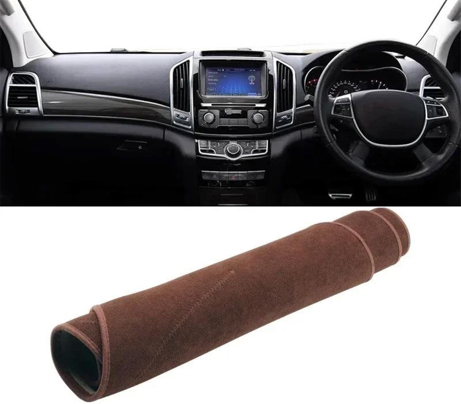 Armaturenbrettabdeckung Dash Mat Teppich Für Haval H9 2015 2016 2017 2018 2019 2020 2021 Auto Armaturenbrett Abdeckung Dash Matte Sonnenschutz rutschfeste Pad(B RHD Brown) von TWTUSE