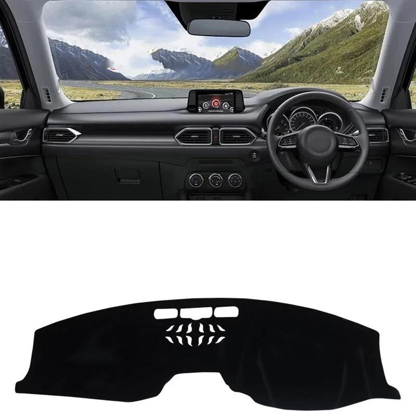 Armaturenbrettabdeckung Dash Mat Teppich Für Mazda Für CX-5 CX5 KF 2017 2018 2019 2020 2021 2022 2023 Auto Armaturenbrettabdeckung Sonnenschutz rutschfeste Unterlage(RHD Black) von TWTUSE