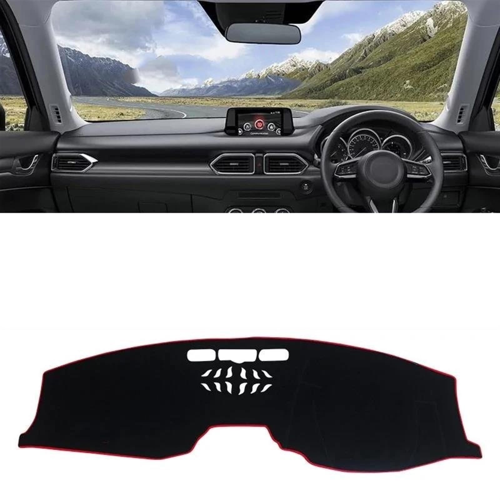 Armaturenbrettabdeckung Dash Mat Teppich Für Mazda Für CX-5 CX5 KF 2017-2020 2021 2022 2023 Auto Armaturenbrettabdeckung Armaturenbrettmatte Sonnenschutz rutschfeste Unterlage(RHD Red) von TWTUSE