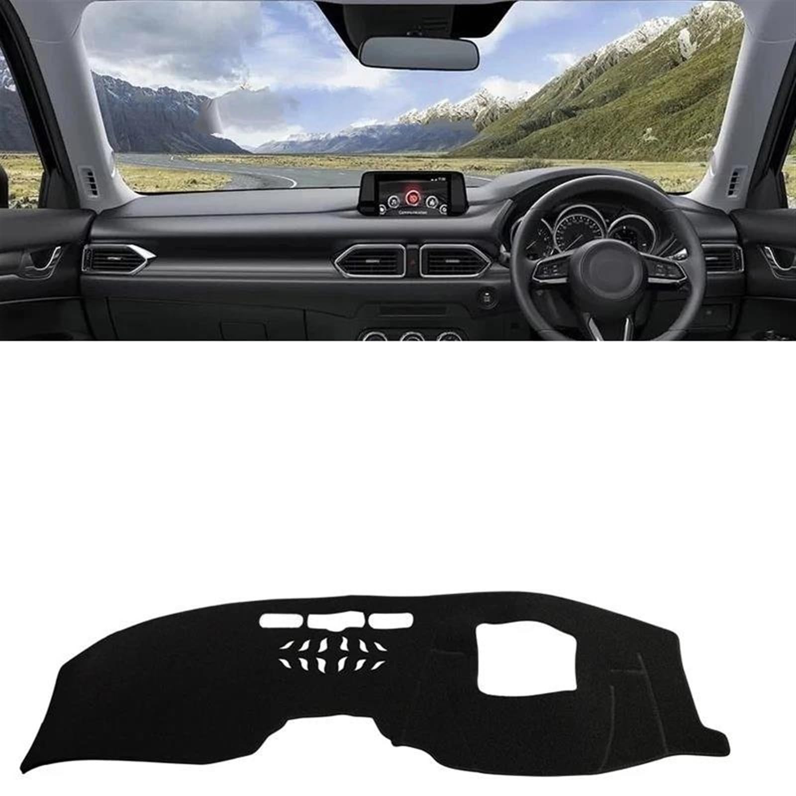 Armaturenbrettabdeckung Dash Mat Teppich Für Mazda Für CX-5 CX5 KF 2017-2020 2021 2022 2023 Auto Armaturenbrettabdeckung Armaturenbrettmatte Sonnenschutz rutschfeste Unterlage(RHD with HUD Black) von TWTUSE