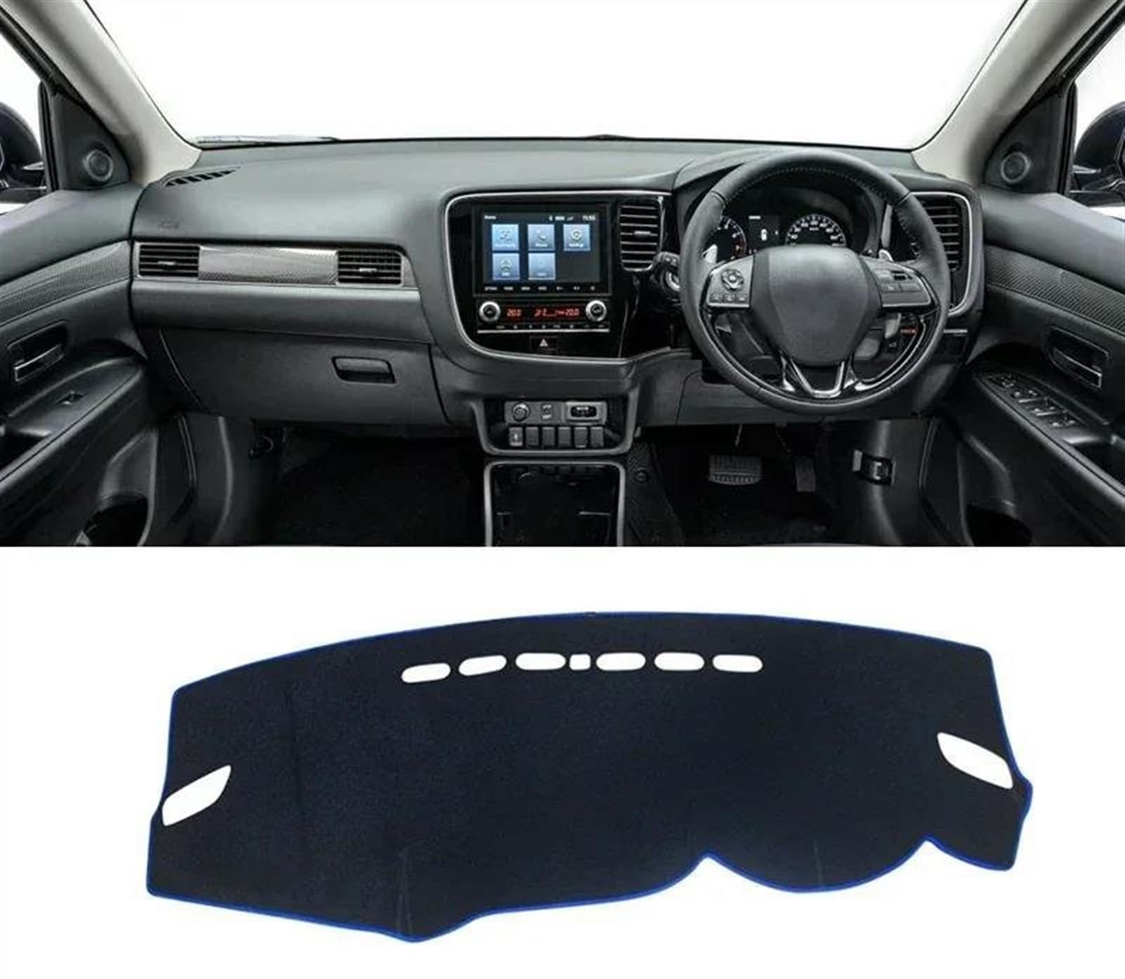 Armaturenbrettabdeckung Dash Mat Teppich Für Mitsubishi Für Outlander 3 III 2013 2014 2015 2016 2017 2018 2019 2020 Auto Armaturenbrett Abdeckung Sonnenschutz rutschfeste Matte(A RHD Blue Side) von TWTUSE