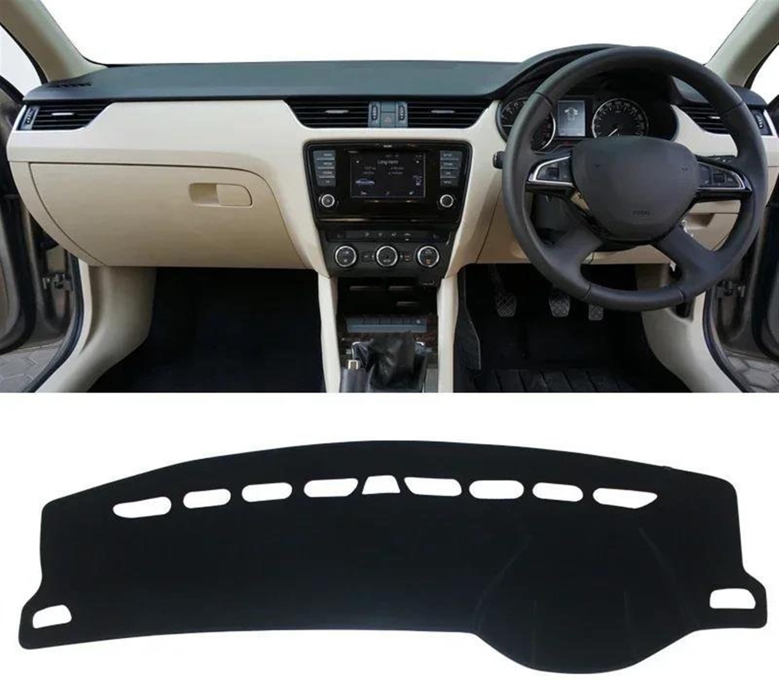 Armaturenbrettabdeckung Dash Mat Teppich Für Skoda Für Octavia A7 MK3 5E 2013-2016 2017 2018 2019 Auto Armaturenbrett Abdeckung Dash Matte Sonnenschutz rutschfeste Pad(A RHD Black Side) von TWTUSE