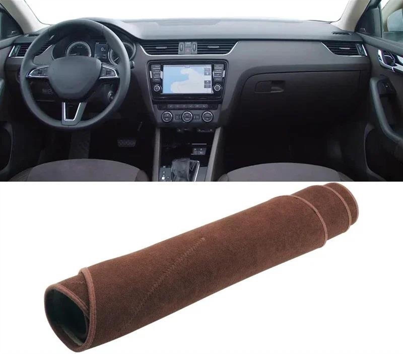 Armaturenbrettabdeckung Dash Mat Teppich Für Skoda Für Octavia A7 MK3 5E 2013-2016 2017 2018 2019 Auto Armaturenbrett Abdeckung Dash Matte Sonnenschutz rutschfeste Pad(B LHD Brown) von TWTUSE