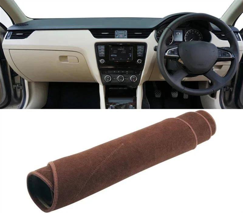 Armaturenbrettabdeckung Dash Mat Teppich Für Skoda Für Octavia A7 MK3 5E 2013-2016 2017 2018 2019 Auto Armaturenbrett Abdeckung Dash Matte Sonnenschutz rutschfeste Pad(B RHD Brown) von TWTUSE