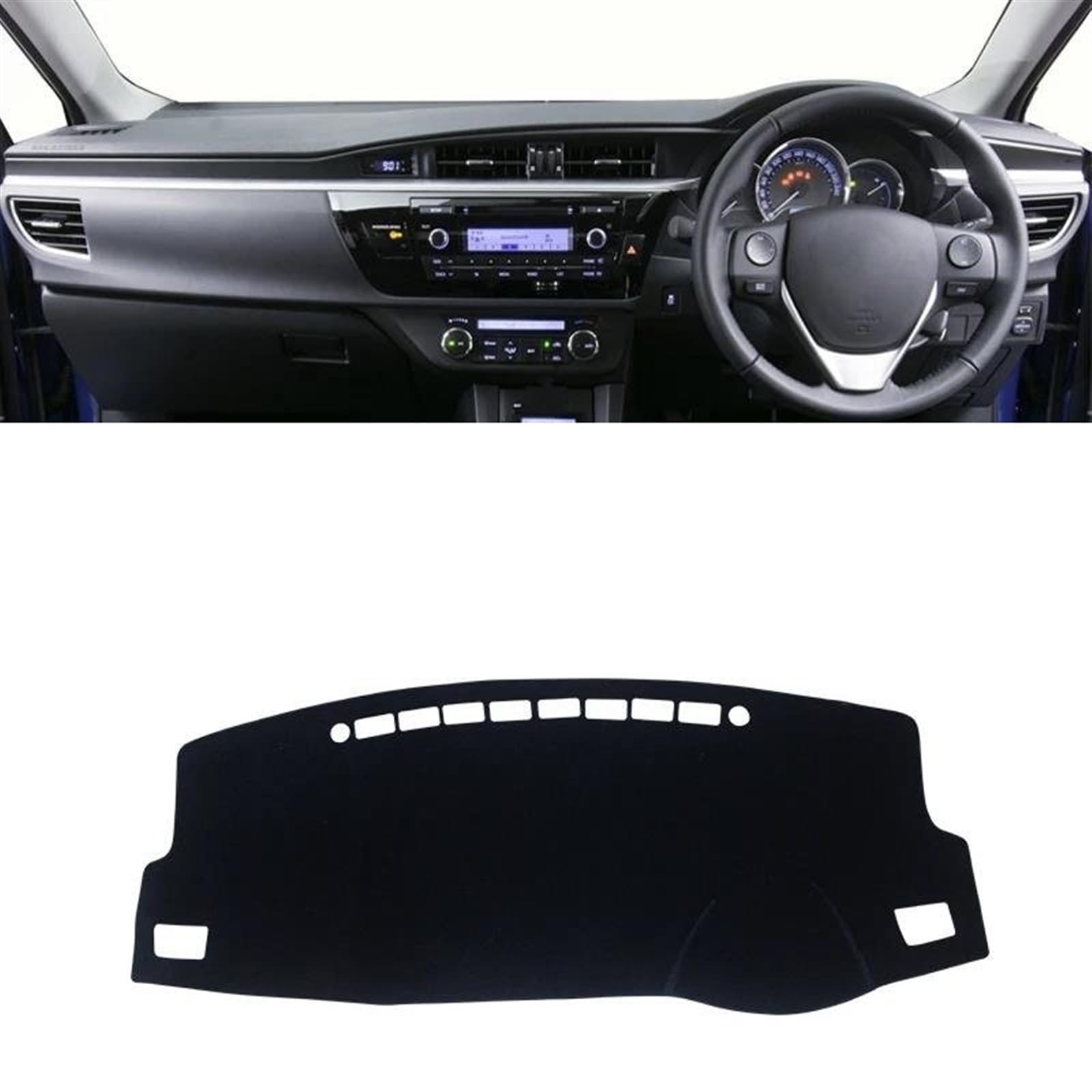 Armaturenbrettabdeckung Dash Mat Teppich Für Toyota Für Corolla E180 2014 2015 2016 2017 2018 Auto Dashboard Abdeckung Matte Dashboard Sonnenschutz Pad(Front Black Side RHD) von TWTUSE