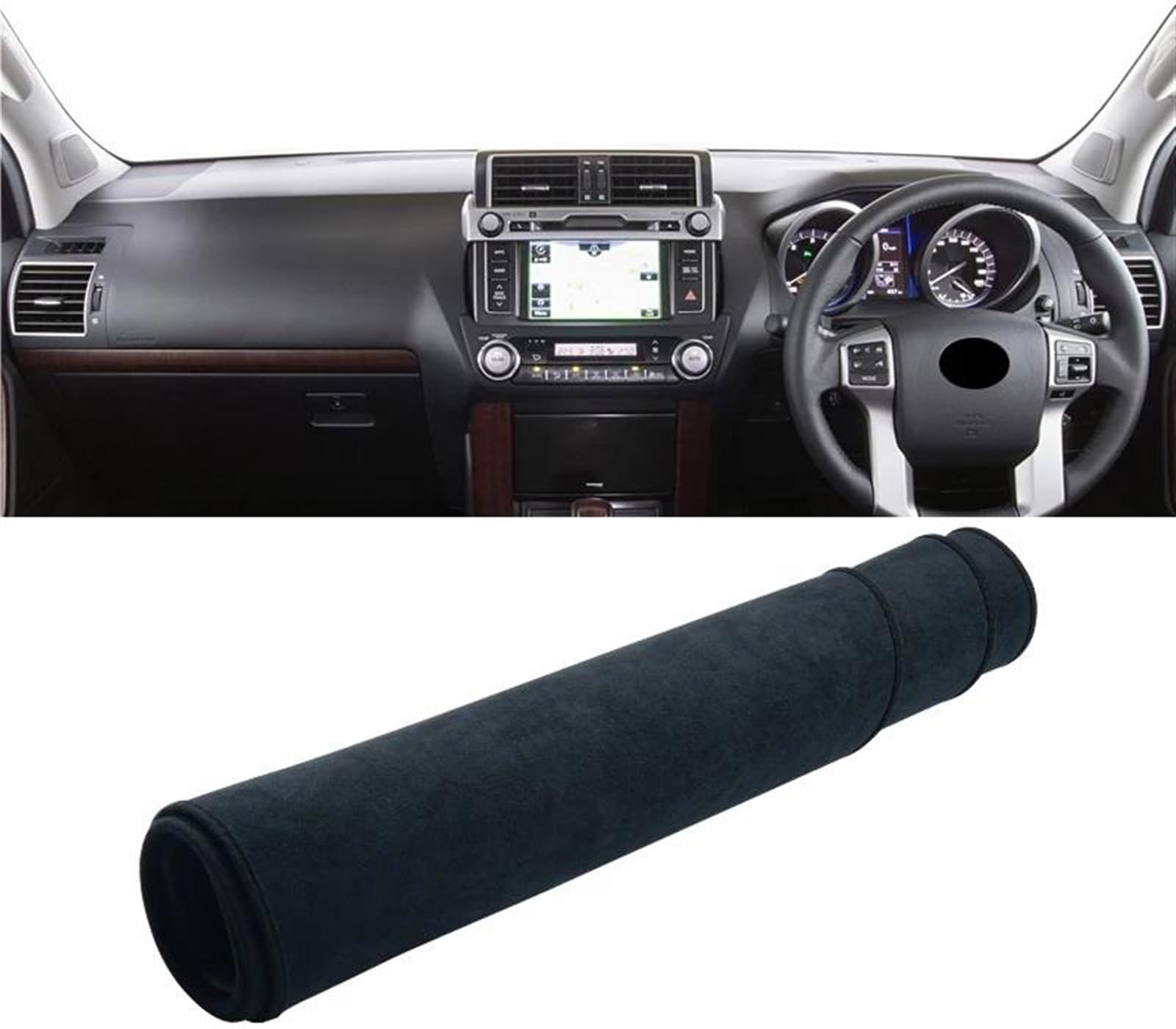 Armaturenbrettabdeckung Dash Mat Teppich Für Toyota Für Prado FJ150 2010-2014 2015 2016 2017 2018 2019 2020 Auto-Armaturenbrett-Sonnenschutz-Abdeckungsmatte Pad(B Black RHD) von TWTUSE