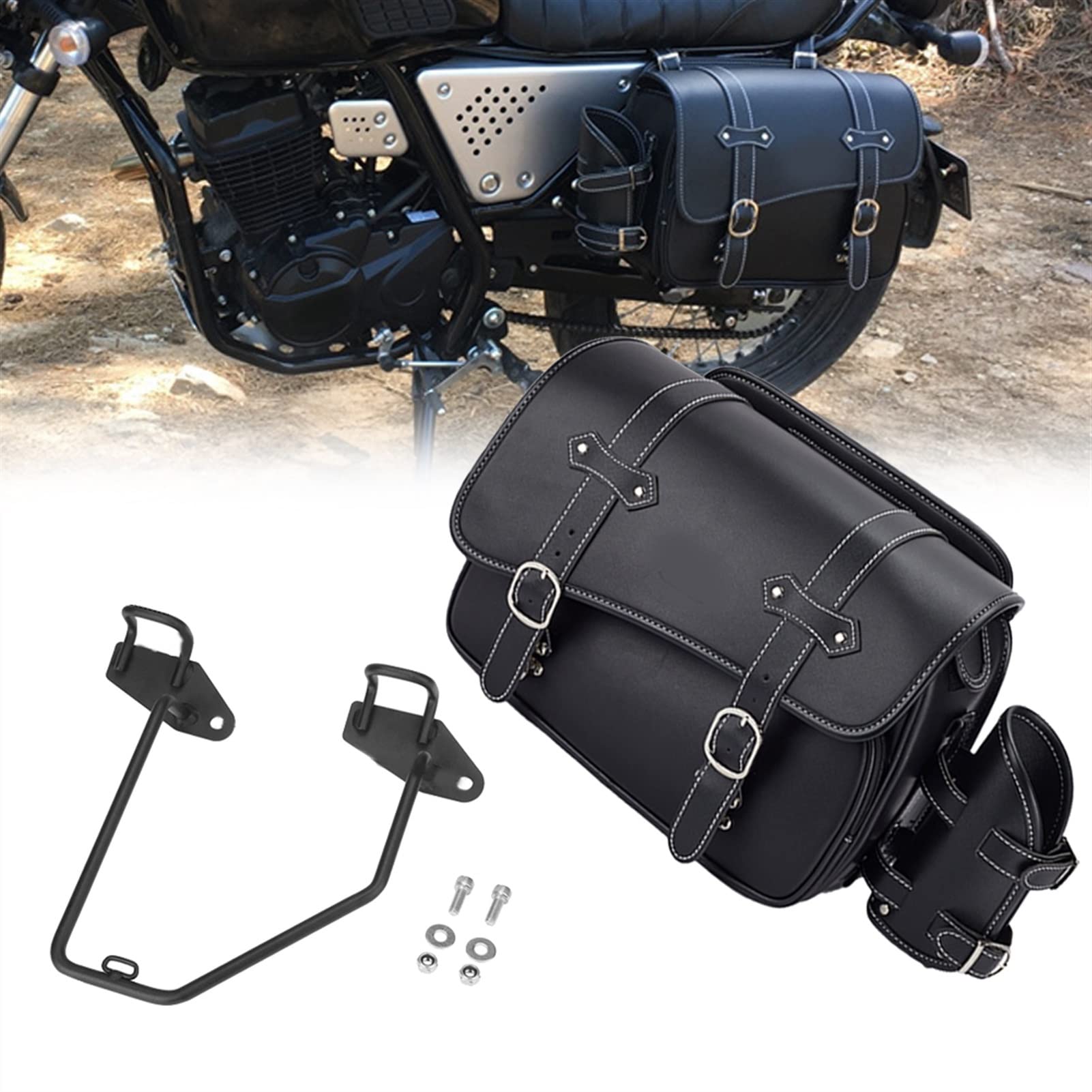 TXCJNIU Zubehör Rebel 500 CMX 500 Motorrad Satteltasche Seitentasche 15L PU wasserdichte Tasche Für H&onda Rebel 500 CMX500 2017 2018 2019 2020 2021 Satteltaschen (Color : Bundle Left) von TXCJNIU