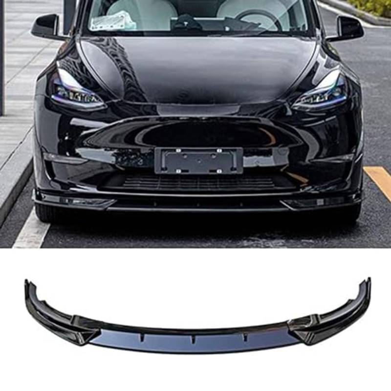 Auto Frontlippe Frontspoiler für Tesla Model Y 2020-2023, Antikollisionsschutz Frontstoßstange Spoiler Lippe Zubehör,Black von TXQDQSC