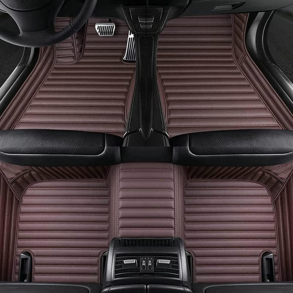 Auto FußMatten Set für BYD Tang EV(7seats) 2015-2017, wasserdichte Auto FußMatte Leder VollstäNdige Abdeckung Auto ZubehöR,Brown von TXQDQSC