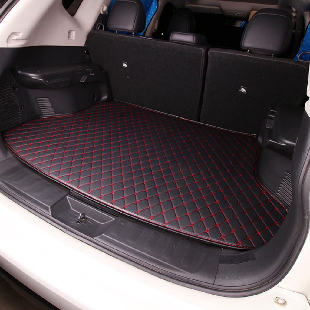 Leder Auto Kofferraummatte für BMW 3 Series 2011-2018 F30 F31, Leder Wasserdicht Antirutsch Kofferraum Schutzmatte Kofferraumwanne Zubehör,Quilted Black and red von TXQDQSC