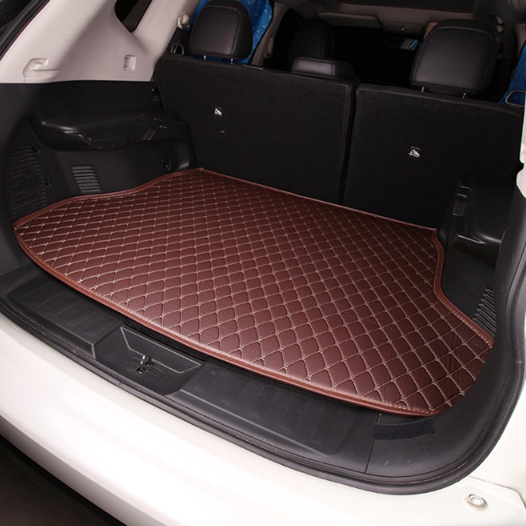 Leder Auto Kofferraummatte für BMW I4 G26 2021-2024, Leder Wasserdicht Antirutsch Kofferraum Schutzmatte Kofferraumwanne Zubehör,Quilted Brown von TXQDQSC