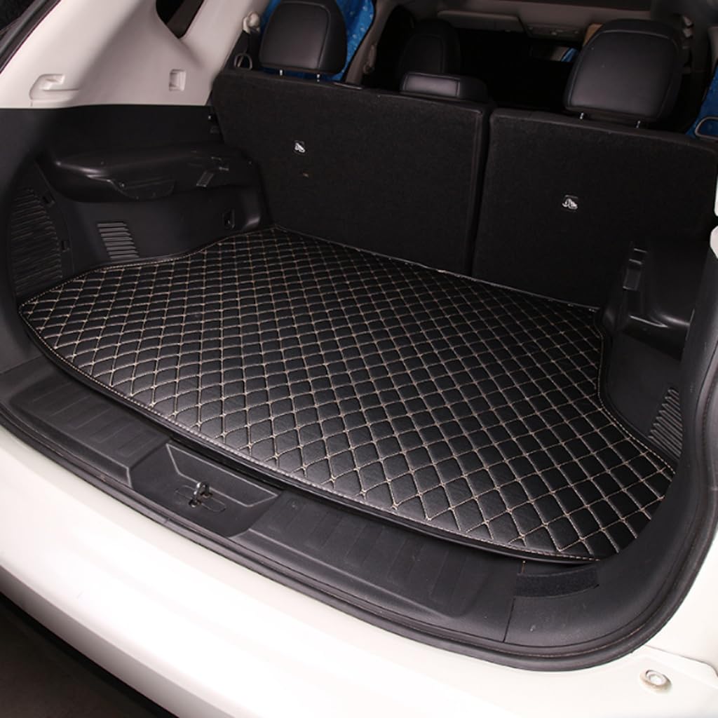 Leder Auto Kofferraummatte für Citroen C4 aircross 2014-2024, Leder Wasserdicht Antirutsch Kofferraum Schutzmatte Kofferraumwanne Zubehör,Quilted Black Rice von TXQDQSC