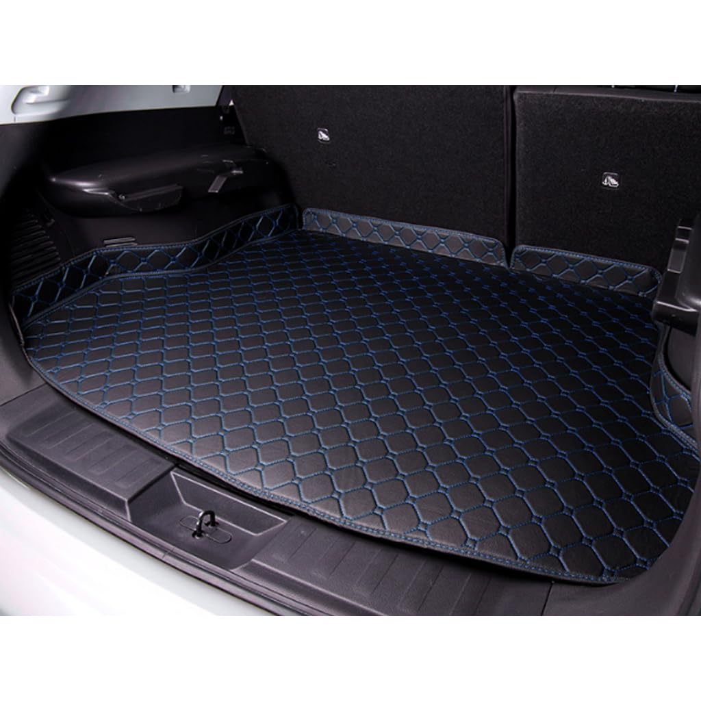 Leder Auto Kofferraummatte für Citroen C5X 2021-2024, Leder Wasserdicht Antirutsch Kofferraum Schutzmatte Kofferraumwanne Zubehör,Black and Blue von TXQDQSC