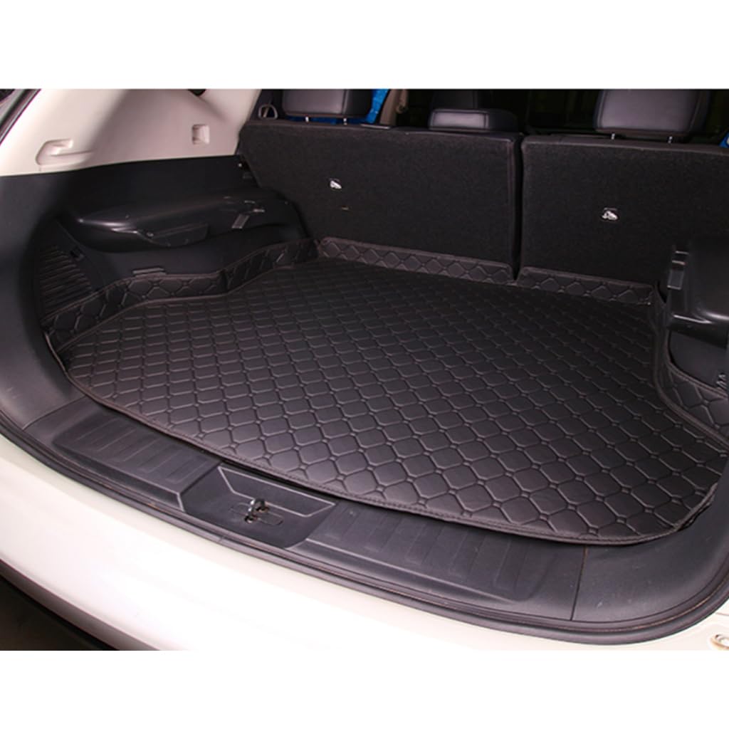 Leder Auto Kofferraummatte für Humma H3 2008-2024, Leder Wasserdicht Antirutsch Kofferraum Schutzmatte Kofferraumwanne Zubehör,High-Edge Black von TXQDQSC