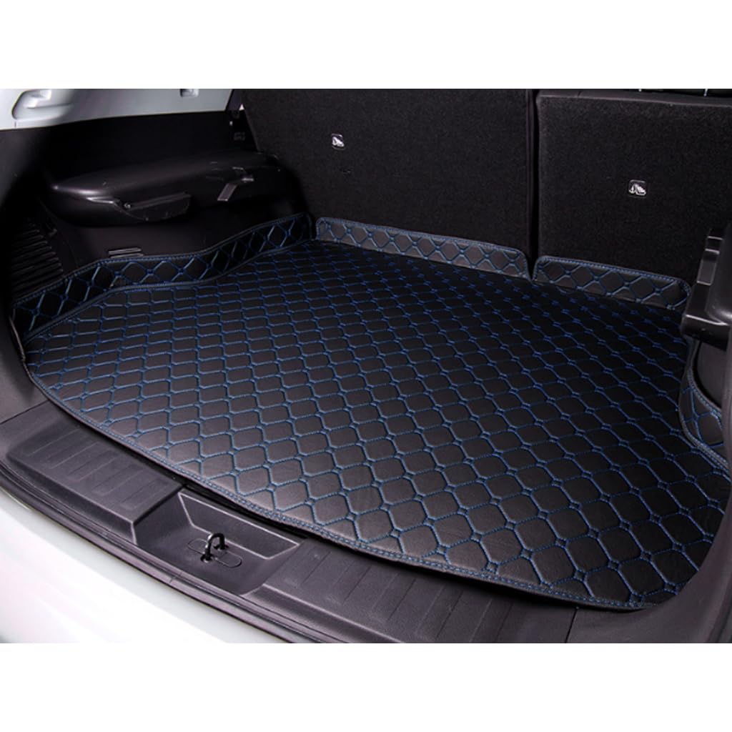 Leder Auto Kofferraummatte für Odyssey 2004-2014, Leder Wasserdicht Antirutsch Kofferraum Schutzmatte Kofferraumwanne Zubehör,Black and Blue von TXQDQSC