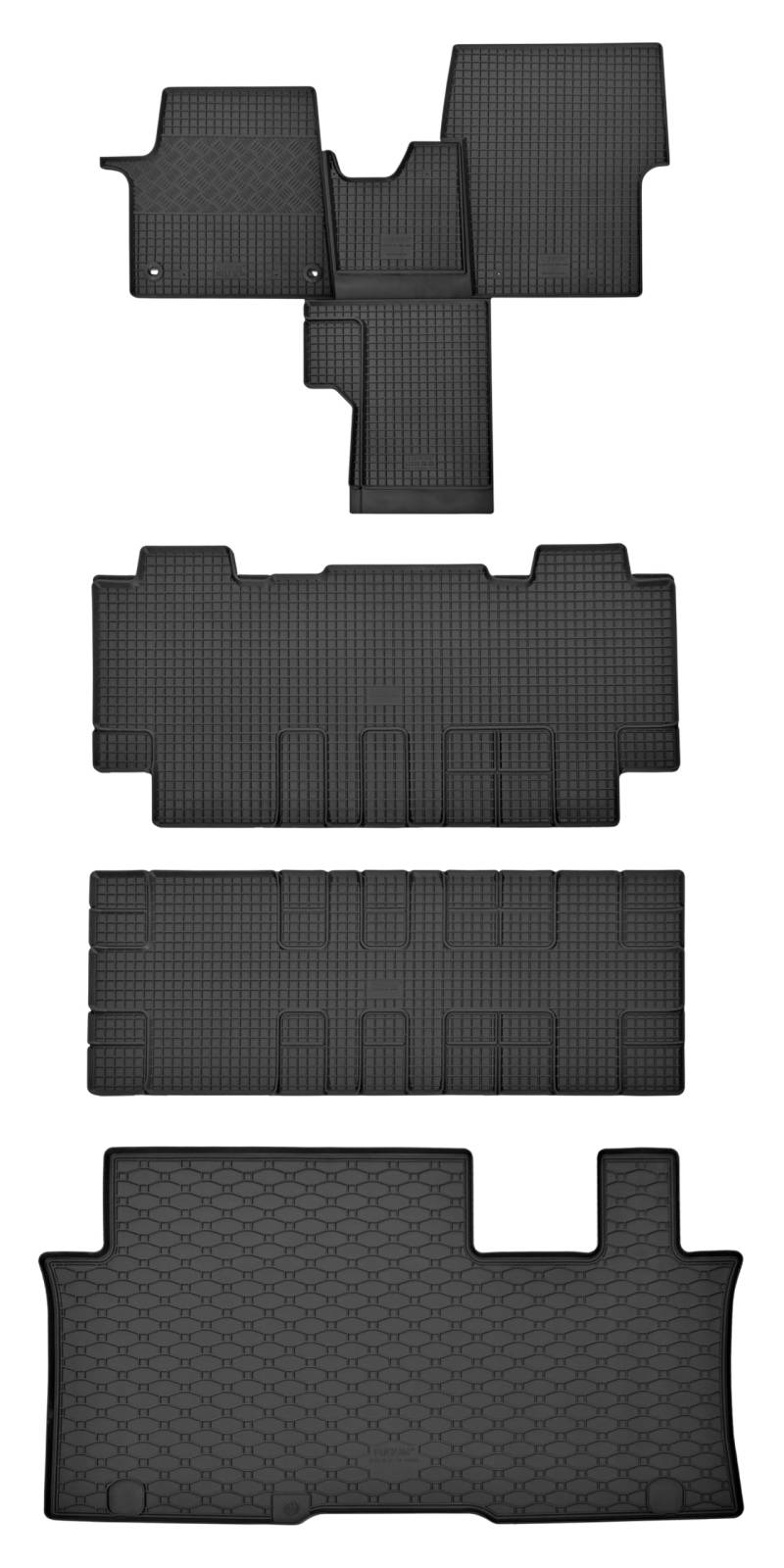 Gummifußmatten und Kofferraumwanne passend für Traveller ab 2016 | 8 Sitze + Tunel von TXTrade