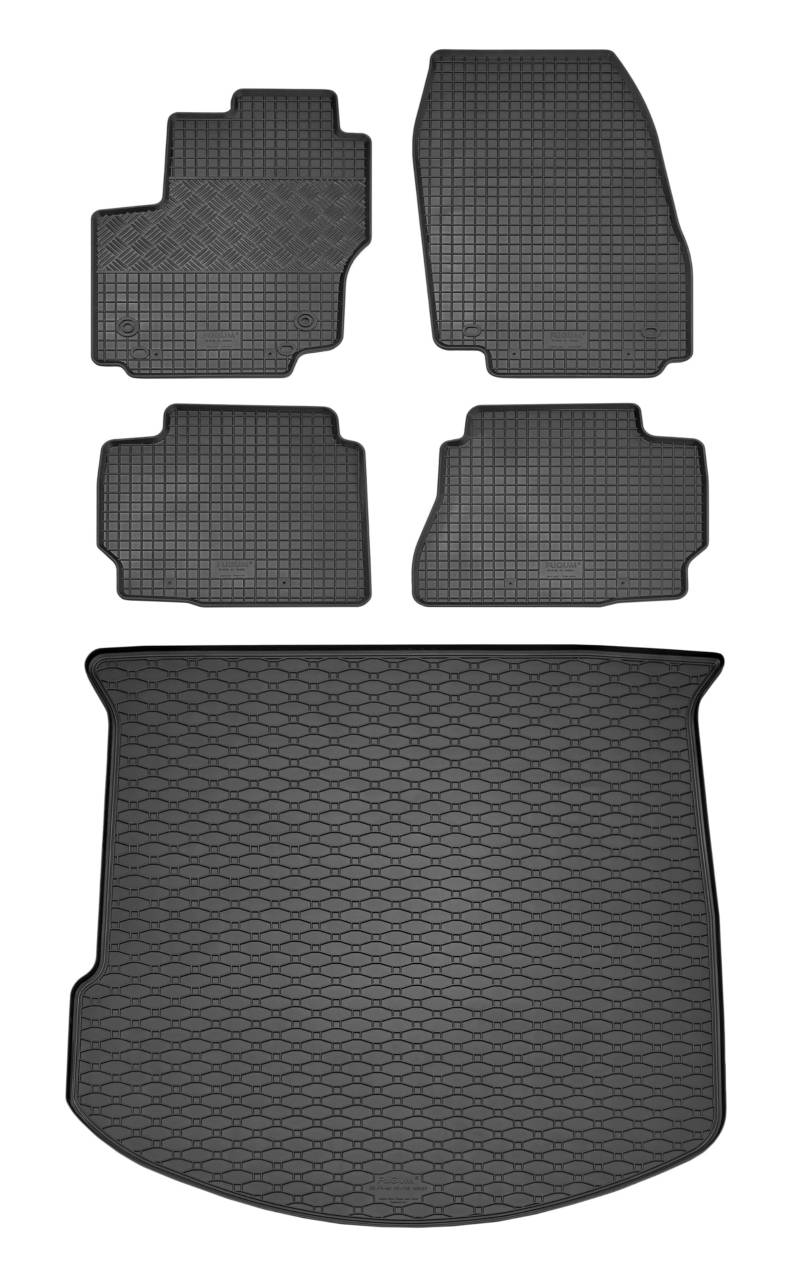 TXTrade Gummifußmatten und Kofferraumwanne passend für Mondeo Turnier ab 2007 / ab 2014 | mit Ersatzrad von TXTrade