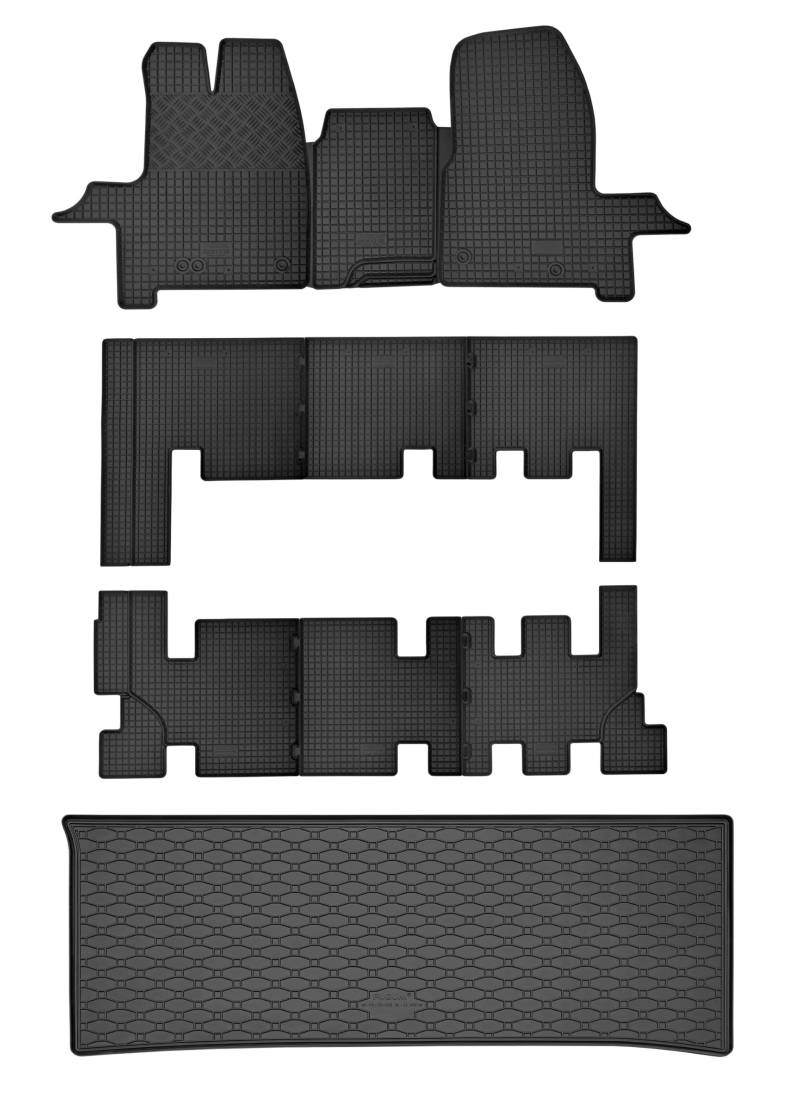 TXTrade Gummifußmatten und Kofferraumwanne passend für Transit Custom ab 2018 Manual | 9Sitze L1 von TXTrade