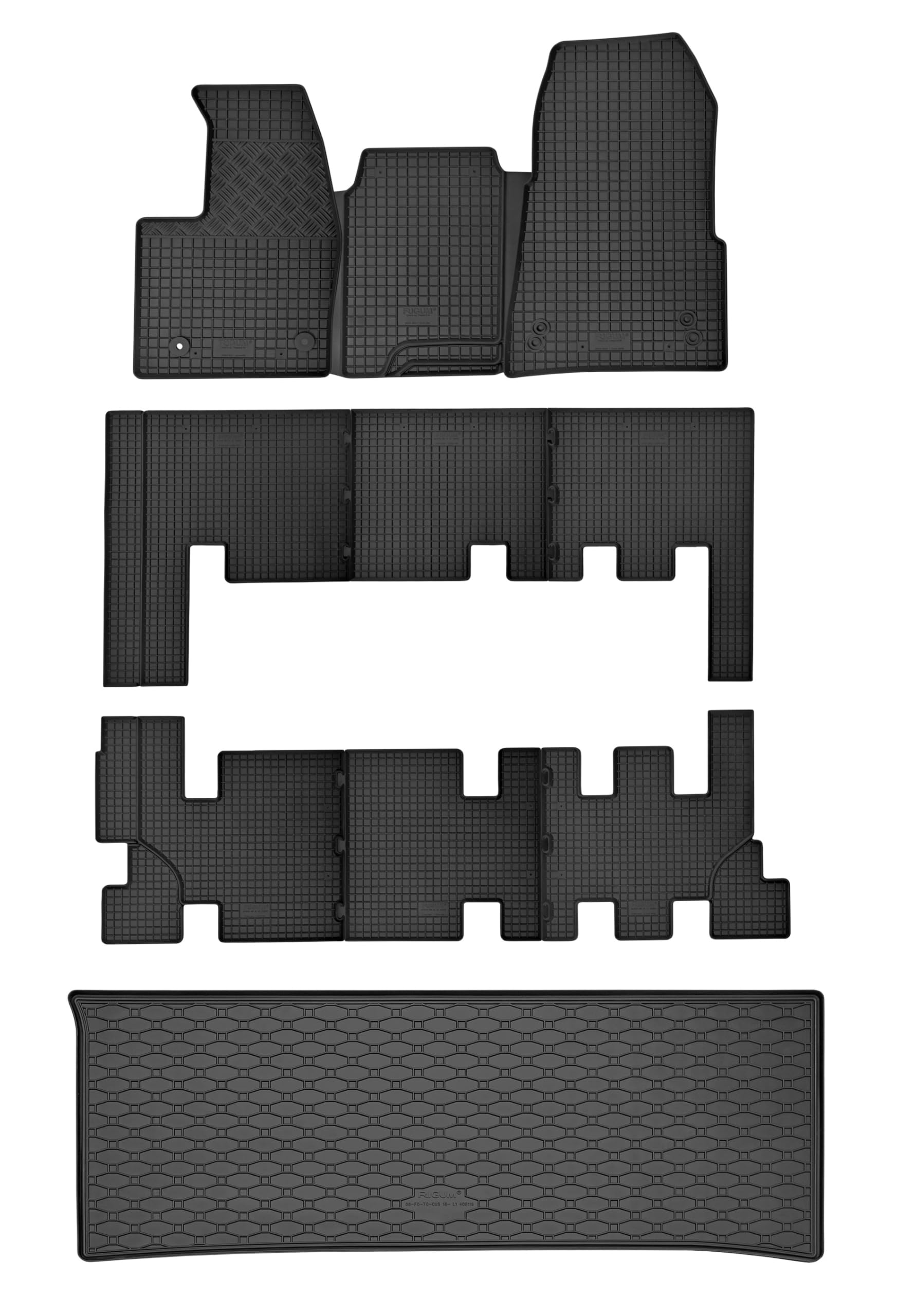 TXTrade Gummifußmatten und Kofferraumwanne passend für Transit Custom ab 2020 Automat | 8/9Sitze L1 von TXTrade