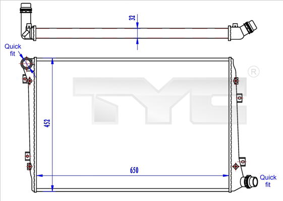 Kühler, Motorkühlung TYC 737-0062-R von TYC