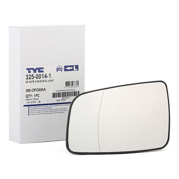 TYC Außenspiegelglas OPEL 325-0014-1 09130901,6428733 Spiegelglas,Spiegelglas, Außenspiegel von TYC