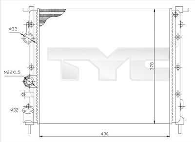 Tyc Kühler, Motorkühlung [Hersteller-Nr. 728-0026] für Dacia, Nissan, Renault von TYC