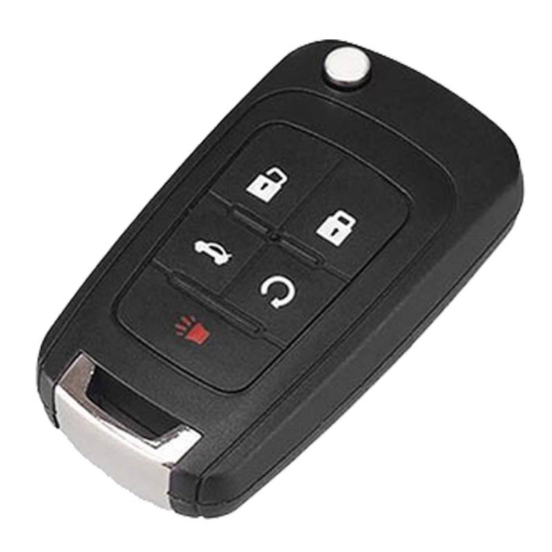 Klappbarer Ersatzschlüssel-Gehäuse für Chevy Camaro Cruze Equinox Impala Malibu Sonic Keyless Entry Fernbedienung Auto Key Fob Cover (5 Tasten, schwarz) von TYMXGHF