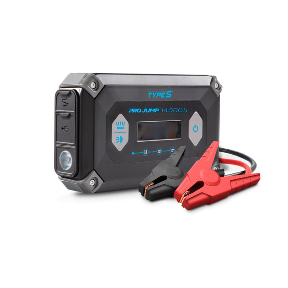 ProJump 14000S | Sichere Profi Starthilfe für 12V Benziner und Diesel | Powerbank mit Arbeitsleuchte und Taschenlampe| Pannendienst Approved | USB-C Fast Charging für Handy und Laptop von TYPE S TOURING ITEMS