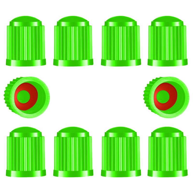 10 Stück Reifenventilkappen Kunststoff Auto Fahrrad Reifen Vorbau Staubabdeckungen mit Dichtung für SUV Fahrrad Motorrad Grün von TYPHEERX