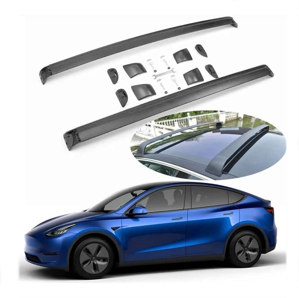 2Stück Auto Dachträger Querträger für Tesla Model Y 2021 2022 2023 2024, Dachgepäckträger Alu Dachgepäckablage Gepäcktransport Reisen Camping Zubehör von TYUMGXIAO