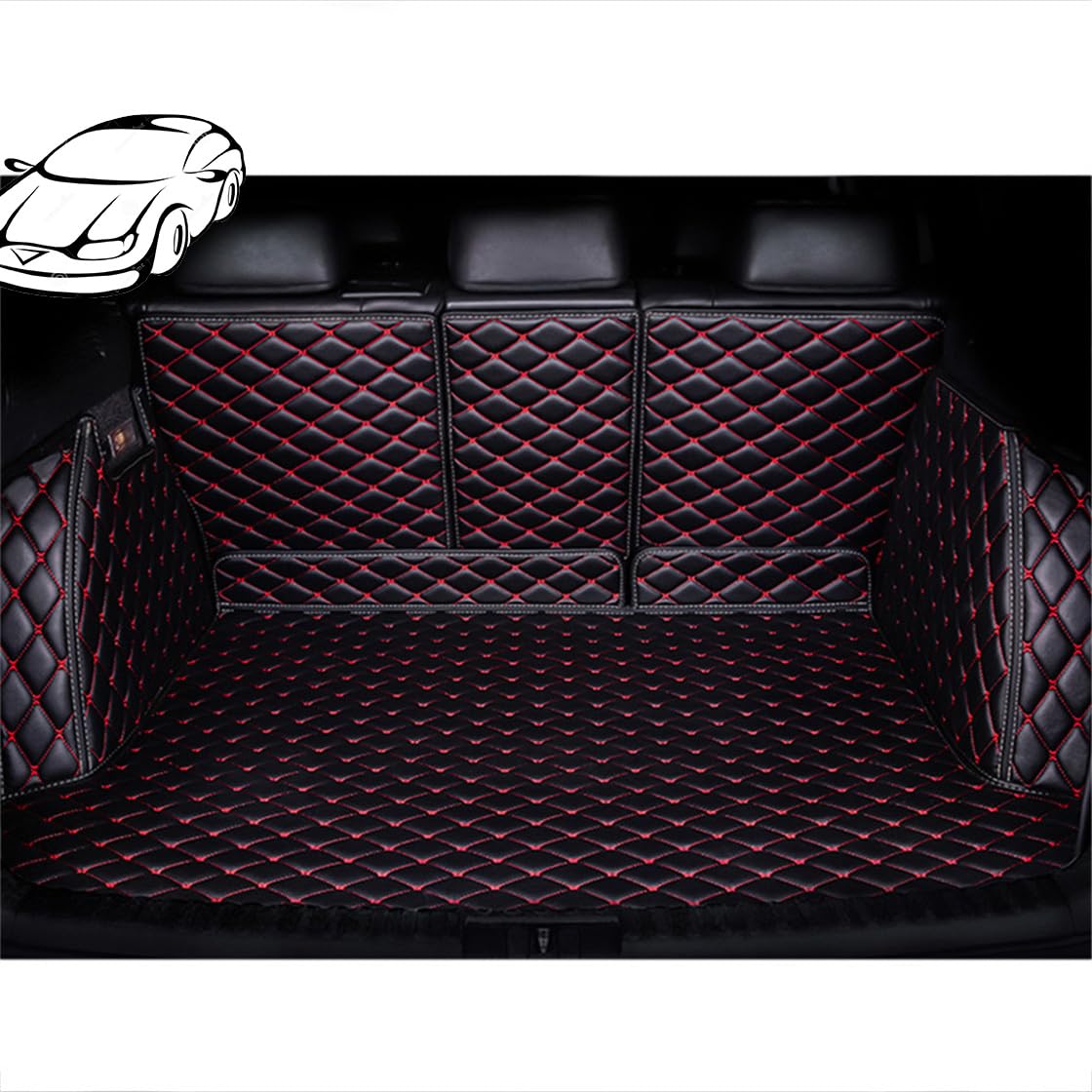 Auto Vollabdeckung Leder Kofferraummatte für Mazda CX-30 2020-2024, Auto Kofferraumschutz Wasserdicht Kratzfeste Zubehör,A/Black-Red von TYUMGXIAO