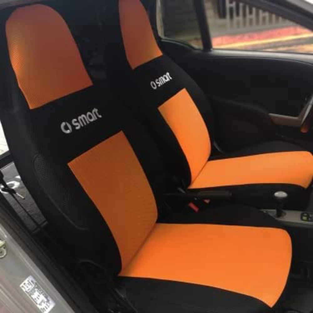 TaKesh 2 Teiliges Auto Vollwickel Sitzbezug Set, Für Smart 451 Fortwo, Atmungsaktives Vordersitzkissen, Vier Jahreszeiten, rutschfeste Schutzhülle, Innendekorationszubehör,normal-Orange von TaKesh