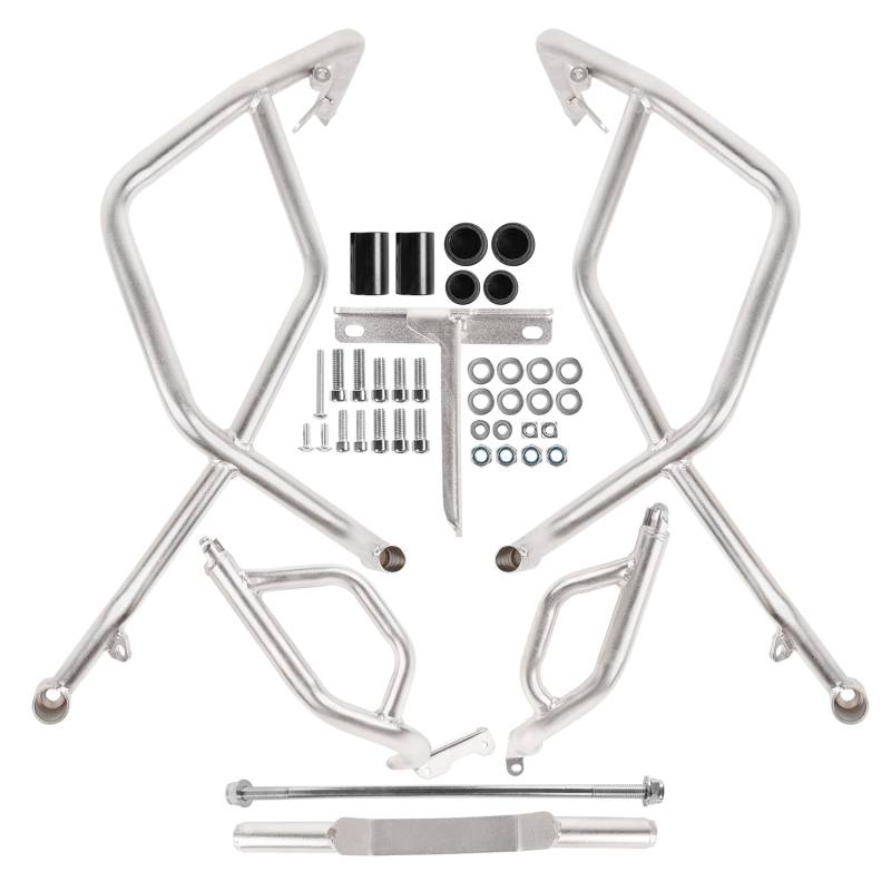Motorschutz für Motorräder, kompatibel mit Desert X 2022–2024 Autobahnstangen, Stoßstangenschutz, Silber (oben und unten) von TaTonCycle