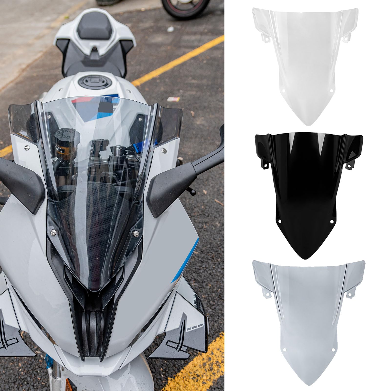 TaTonCycle Frontluftverkleidung Double Bubble Windabweiser passend für S1000RR S 1000 RR S1000RR 2019 2020 2021 2022 2023 2024 Motorrad-Windschutzscheibe S1000RR-Zubehör (Grauer Rauch) von TaTonCycle